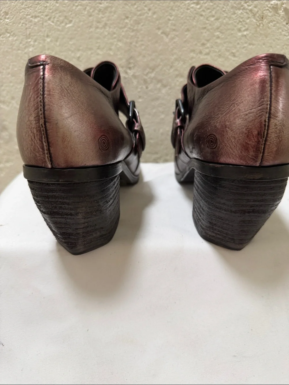 Marsell Metallic Bordeaux Buckle Block-Heel Shoes